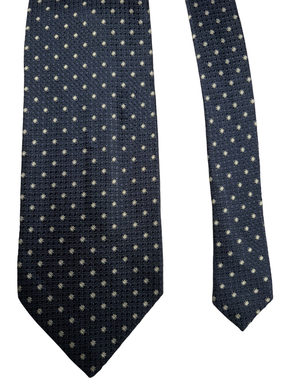 Yves Saint Laurent YSL Navy Cream Jacquard Star Made in Italy Tie